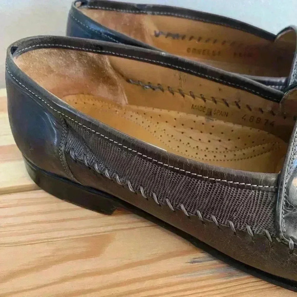 Mezlan Mens Gray Lizard Leather Tassel Front Loafer Shoe - Picture 7 of 13